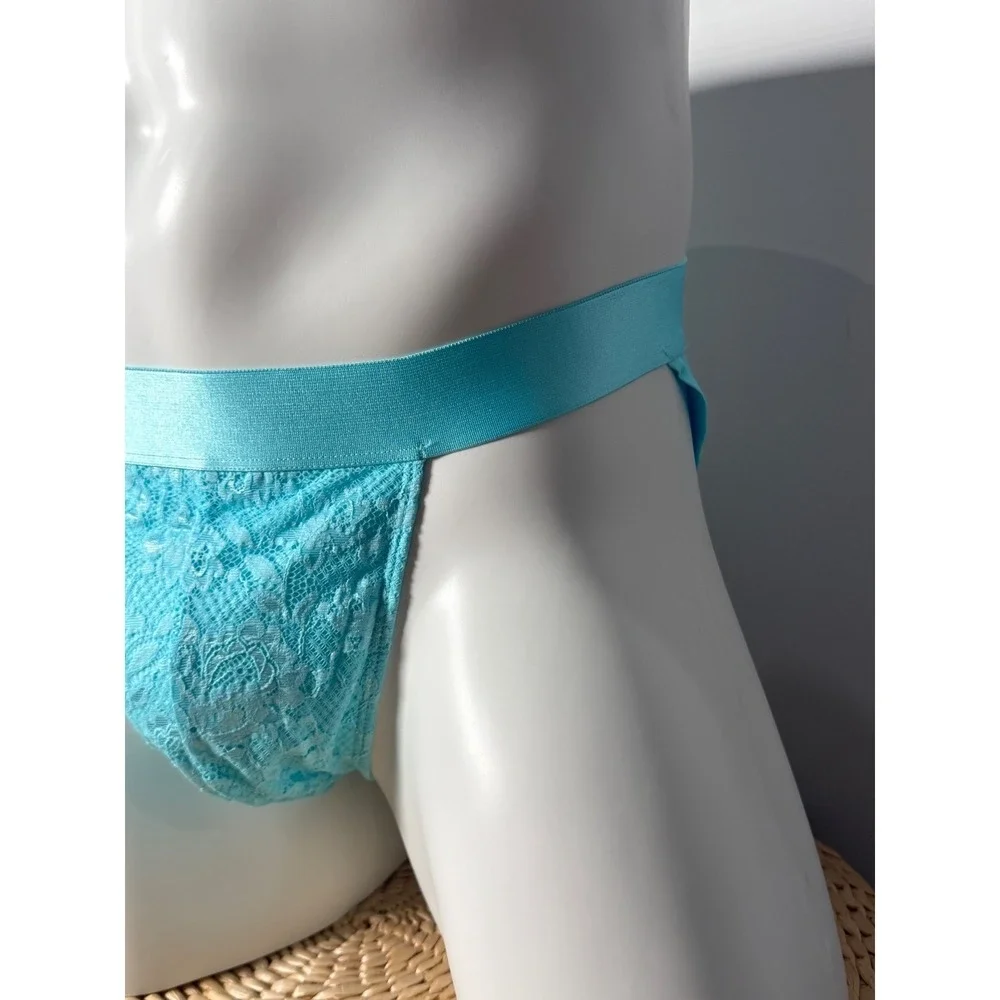 Cosabella Maldives Blue Lace Jock Strap Sexy Stretch Designer Underwear XL NWT